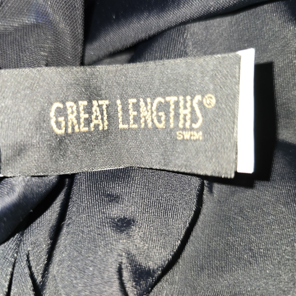 Great Lengths Swimsuit 10 One Piece Lined Shelf Bra Blue Black Gold Floral - Picture 7 of 7